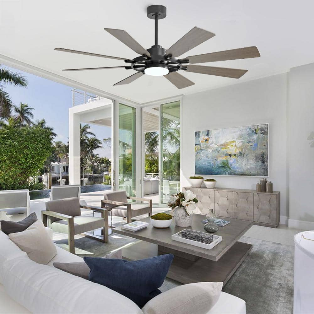 60 in. 8 Blades LED Indoor Black and Grey Ceiling Fan with Remote price history on PriceWatchPro