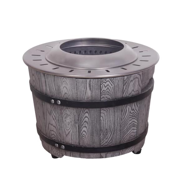 Mondawe 22 in. Magnesium Oxide Outdoor Wood Fuel Fire Pit Woodgrain Smokeless Fire Pit Table
