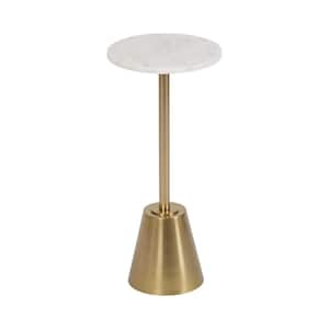 Tira 10.00 in. Gold Round Natural Stone End Table