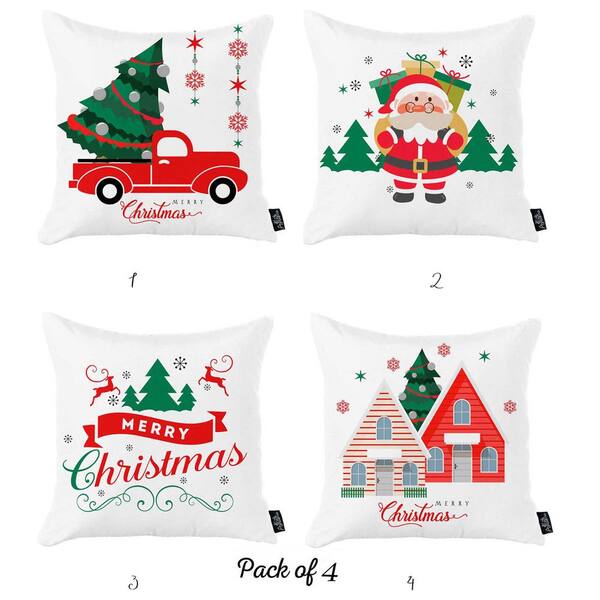 MIKE & Co. NEW YORK Christmas Themed Decorative Throw Pillow Square 18 in.  x 18 in. White and Red for Couch, Bedding (Set of 4) 50-SET-712-Y59 - The  Home Depot