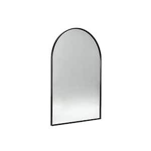 24 in. W x 36 in. H Aluminum Alloy Arched Suspension Framed Wall Dressing Decorative Bathroom Vanity Mirror in Black