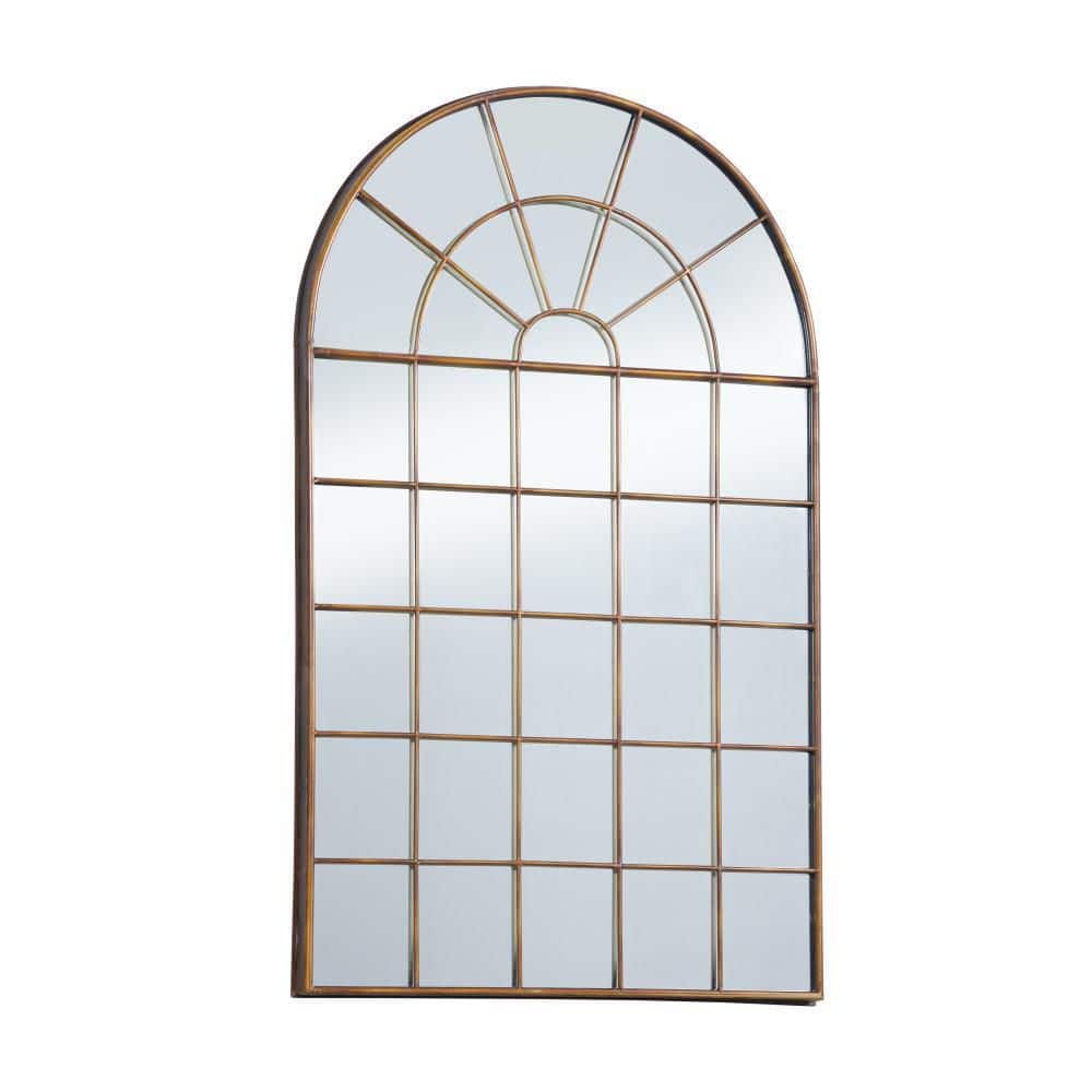 Bronze Arch Windowpane Full Length Wall Mirror