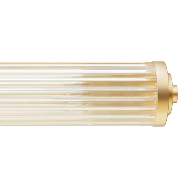 Hunter - Holly Grove 24 in. 2-Light Alturas Gold Vanity Light with Clear Ribbed Glass Shades