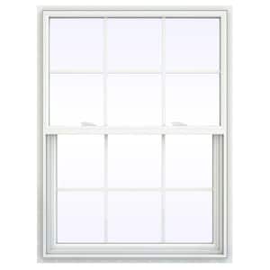 29.5 in. x 47.5 in. V-2500 Series White Vinyl Single Hung Window with Colonial Grids/Grilles