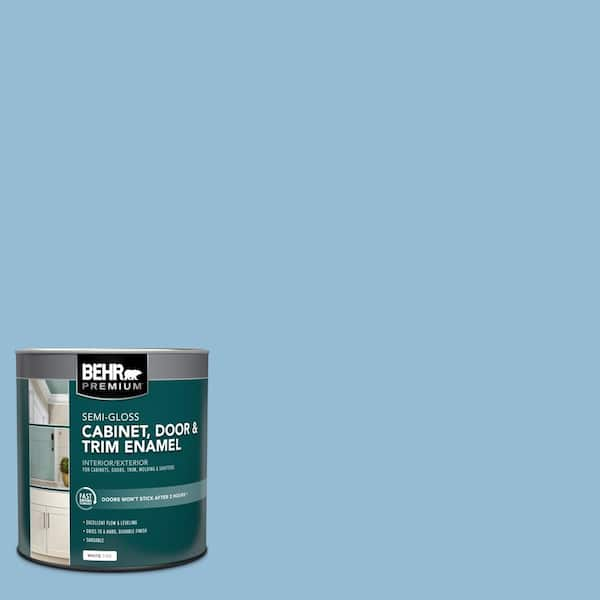 BEHR PREMIUM 1 qt. #M500-3 Blue Chalk color Semi-Gloss Enamel Interior ...