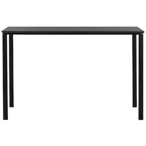 47 in. Rectangular Black Writing Desk with Open Storage