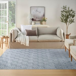 Casual Blue 8 ft. x 10 ft. Checker Contemporary Area Rug