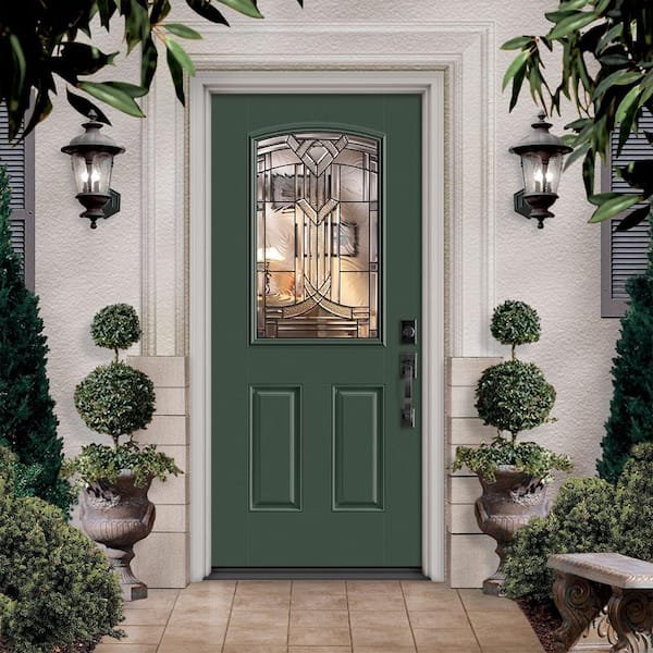 Masonite 36 in. x 80 in. Chatham Camber Top Half Lite Left Hand