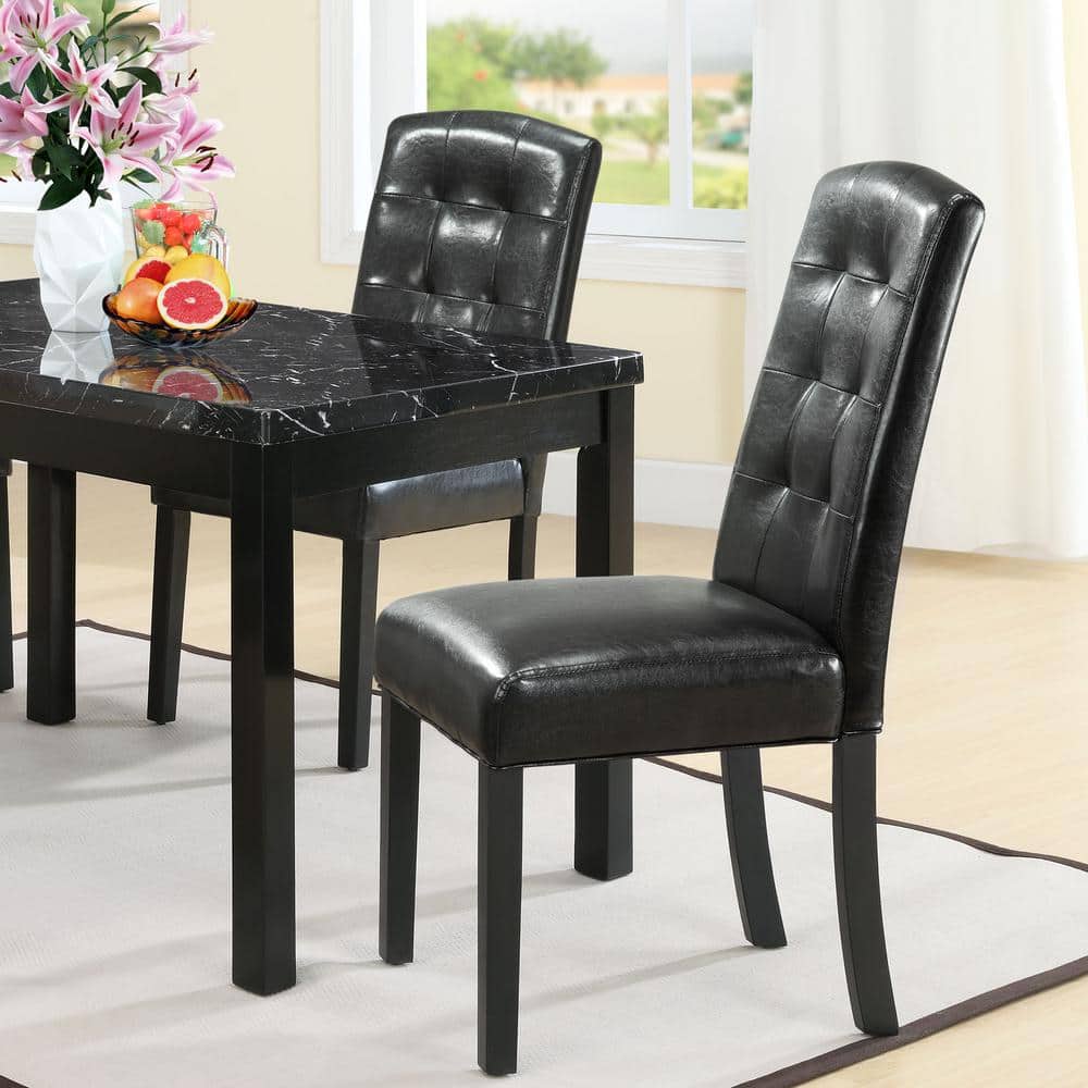 Perdure Black Faux Leather Upholstered Parsons Dining Side Chair