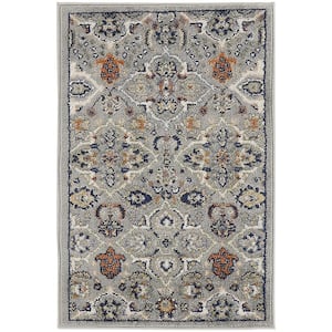 Allur Grey doormat 2 ft. x 3 ft. Abstract Medallion Transitional Area Rug