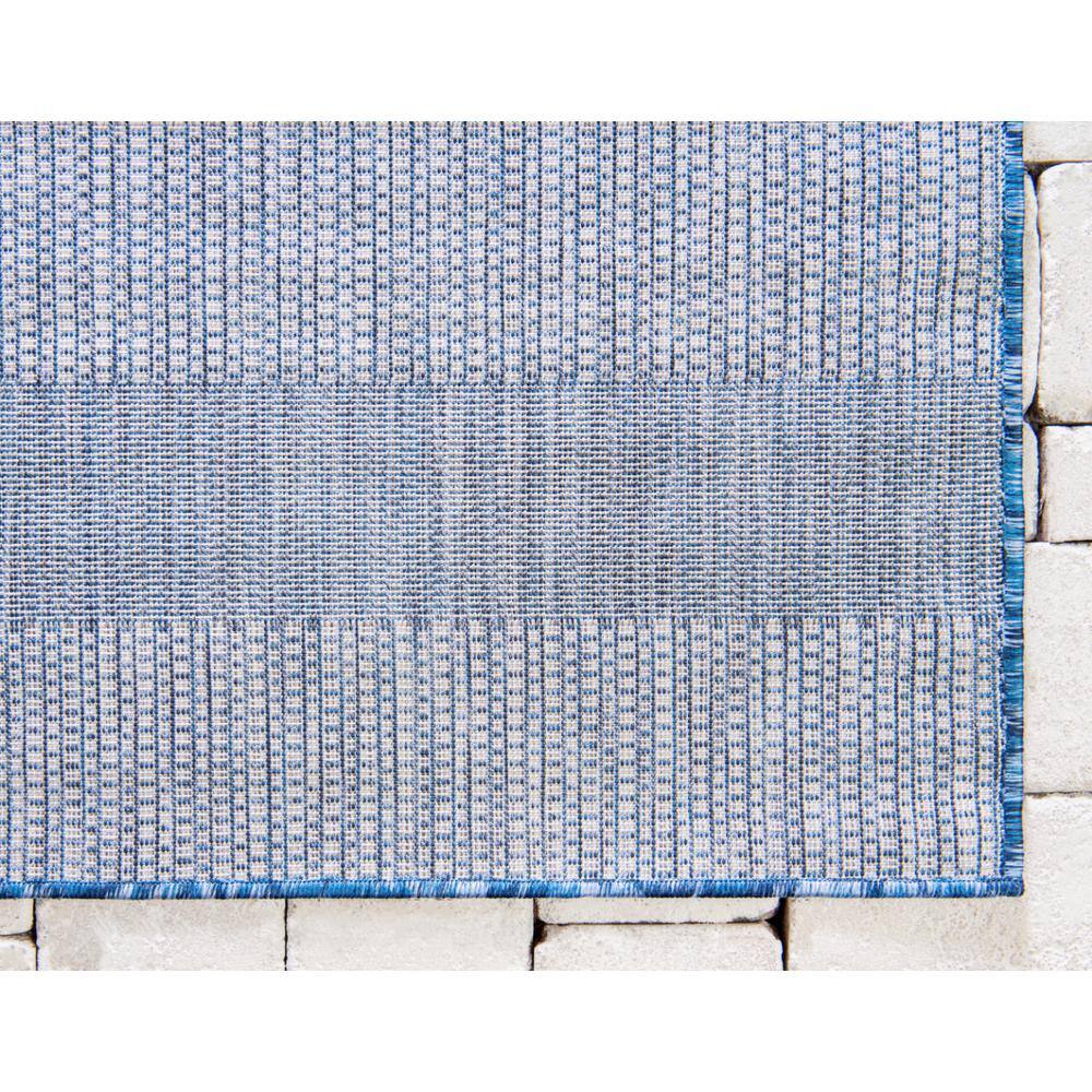 Blue and White Striped Outdoor Synthetic Rug, 9' x 12'