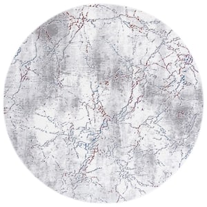Craft Gray/Blue 7 ft. x 7 ft. Distressed Marble Round Area Rug