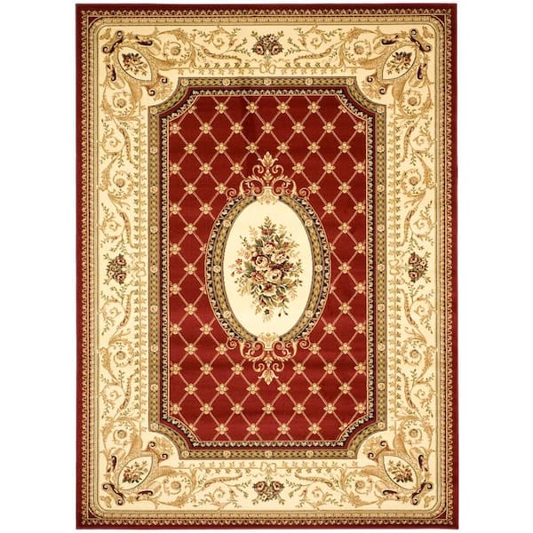 SAFAVIEH Lyndhurst Red/Ivory 8 ft. x 11 ft. Antique Floral Medallion Area Rug
