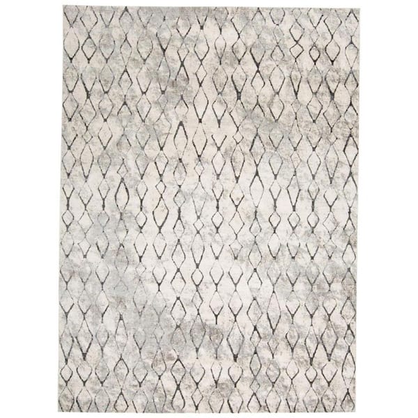 2 ft. x 8 ft. Gray, Ivory Abstract Area Rug