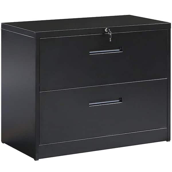 Merax Black Lockable Heavy Duty Metal File Cabinet with 2-Drawer