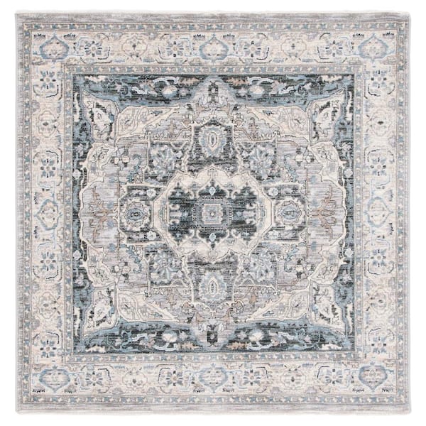 SAFAVIEH Artifact Gray/Ivory 4 ft. x 4 ft. Border Ornate Medallion Square Area Rug