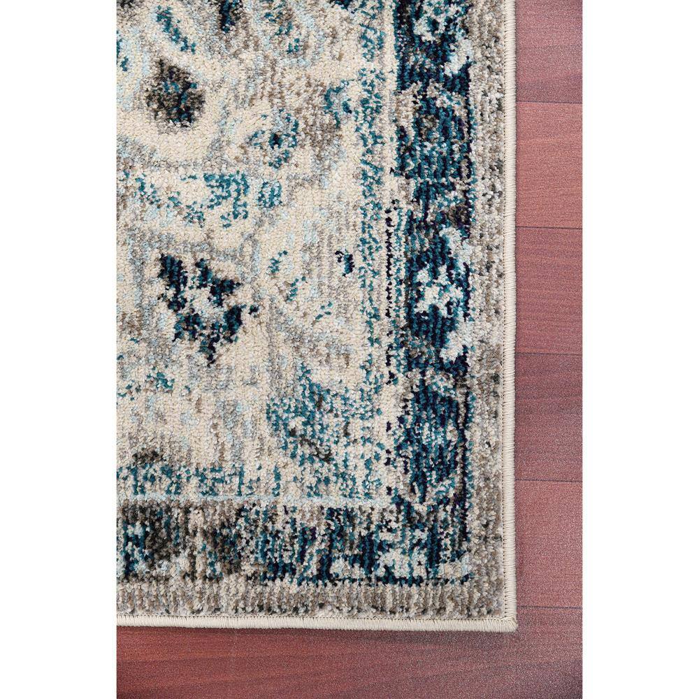Rectangular Blue Stain-Resistant Synthetic Area Rug