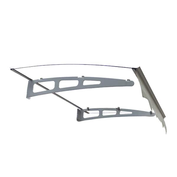 WeatherGuard 47 in. Polycarbonate Awning with Valance and Aluminum Frame, Ideal for Wooden Wall Installation