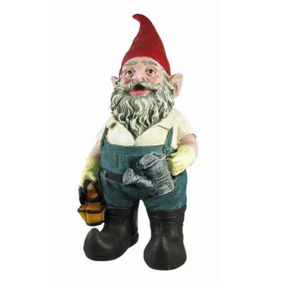 14 in. H Gardener Gnome Holding a Watering Can and Garden Tool Bag Home and Garden Gnome Statue