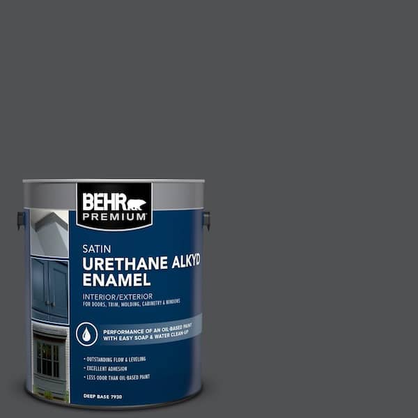 BEHR PREMIUM 1 gal. #PPU18-01 Cracked Pepper Urethane Alkyd Satin Enamel Interior/Exterior Paint