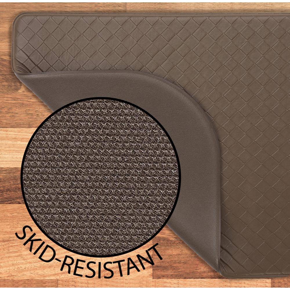 Mocha Anti-Fatigue Kitchen Mat with Basketweave Design, 17.5 x 60 inches