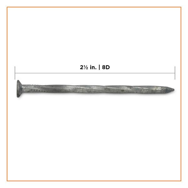 130 PC Galvanized Steel 2-1/2" Spiral Sliding Nails 8D 1 LB 