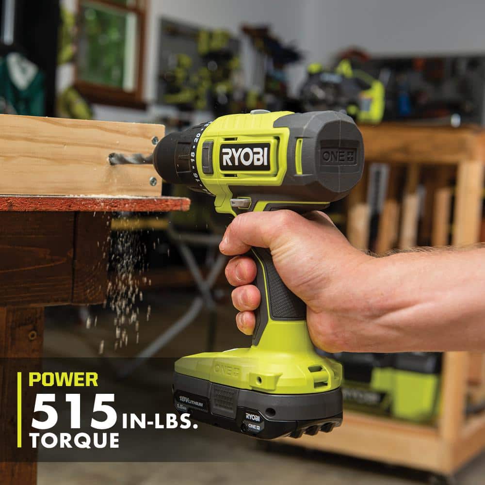 RYOBI ONE+ 18V Cordless 1/2 in. Drill/Driver Kit with (1) 1.5 Ah Battery and Charger PCL206K1