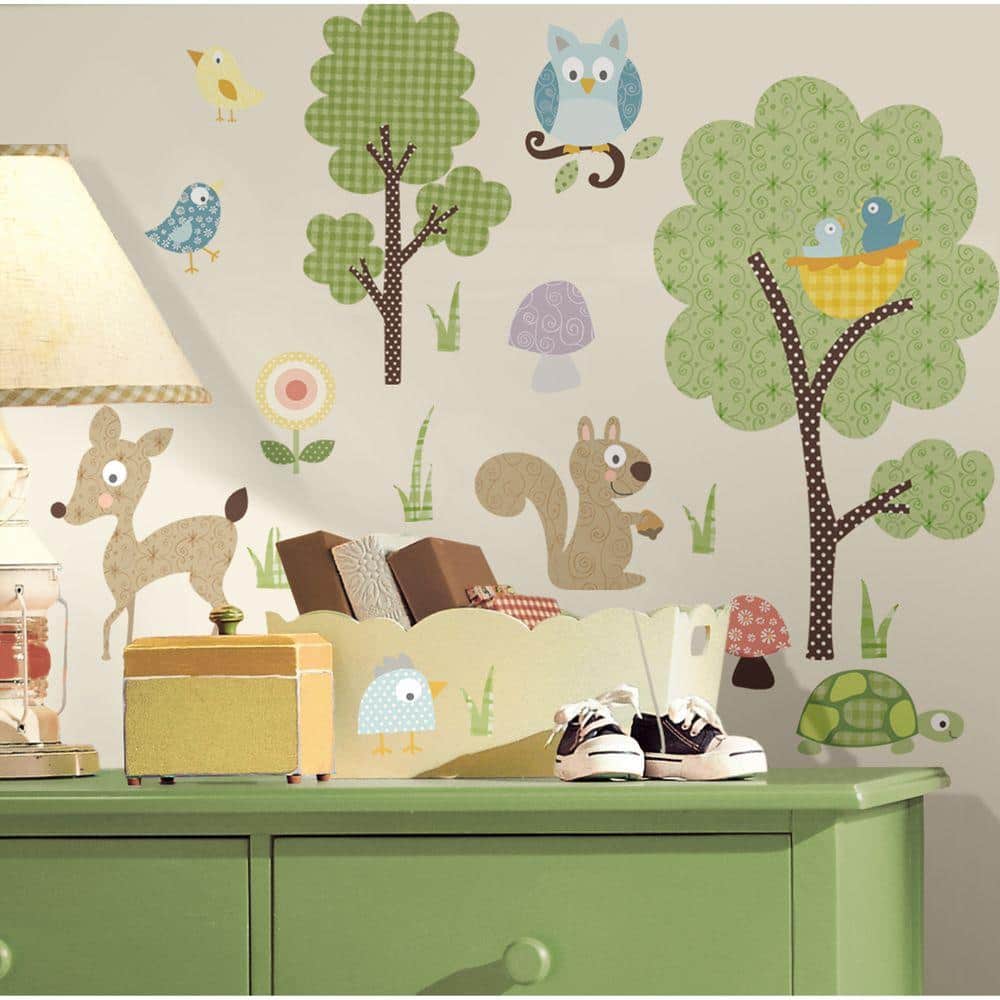 RMK1398SCS 10 Depot and Decals - Stick Wall Animals in. x Home The RoomMates Woodland Peel 18 89-Piece in.