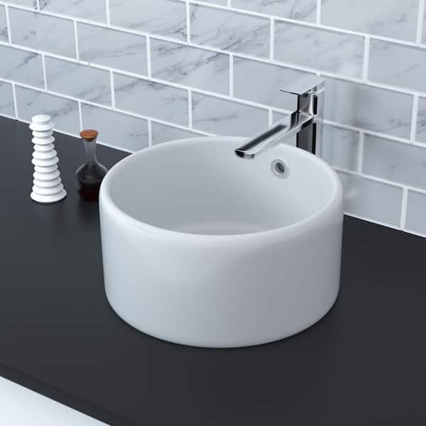 Satico Amuering 16 in. Topmount Bathroom Sink in White