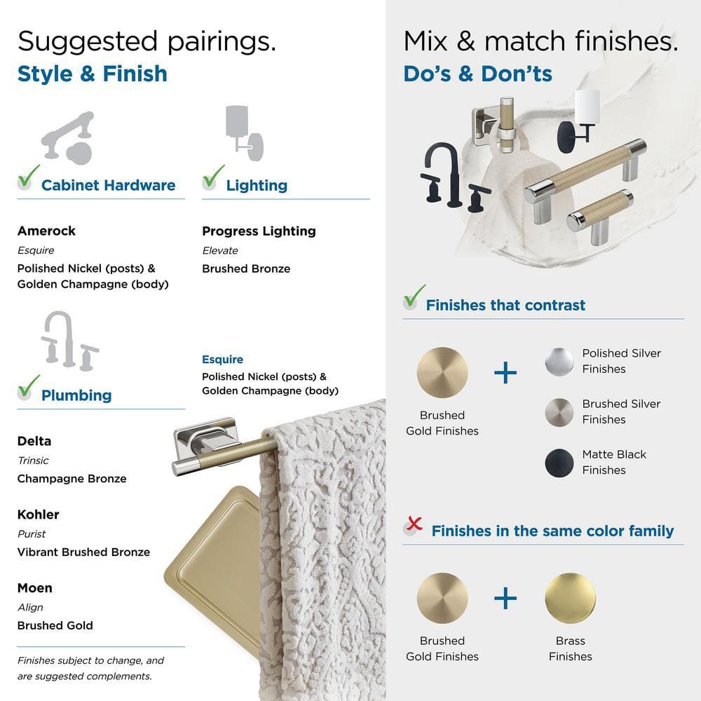 Polished Nickel and Golden Champagne Wall Mounted Towel Ring