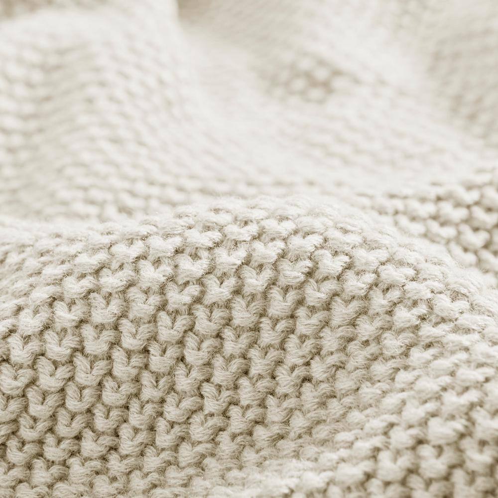 Ivory Twin Knitted Acrylic Machine Washable Blanket