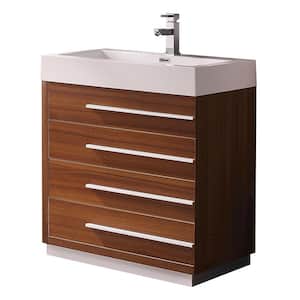 Livello 30 in. Bath Vanity in Teak with Acrylic Vanity Top in White with White Basin