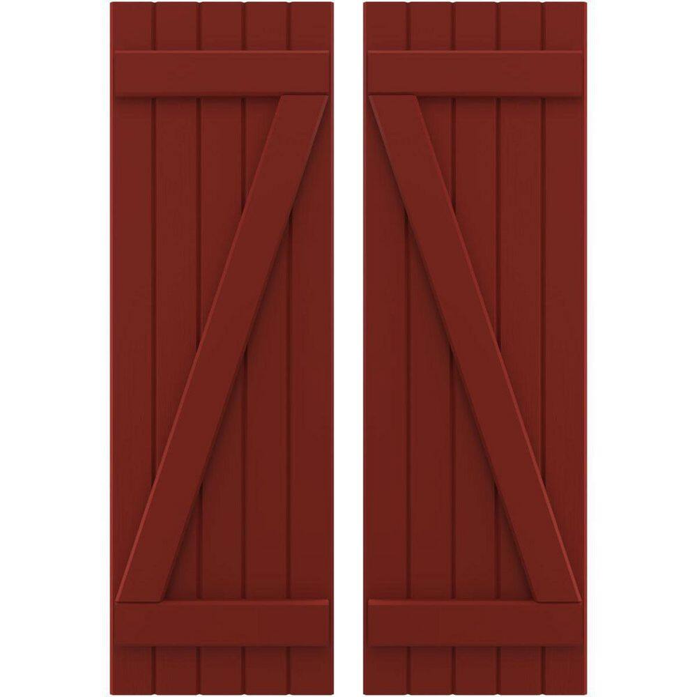 17-1/2 in. W x 54 in. H Americraft 5-Board Exterior Real Wood Joined Board and Batten Shutters with Z-Bar in Pepper Red price history on PriceWatchPro