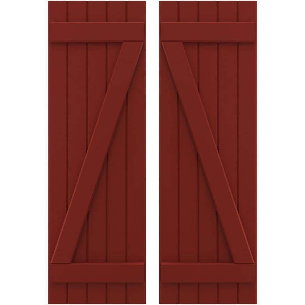 17-1/2 in. W x 70 in. H Americraft 5-Board Exterior Real Wood Joined Board and Batten Shutters with Z-Bar in Pepper Red price history on PriceWatchPro