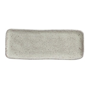 12.99 in. Pistache Teal Stoneware Rectangular Platter Medium Organic (Set of 4)