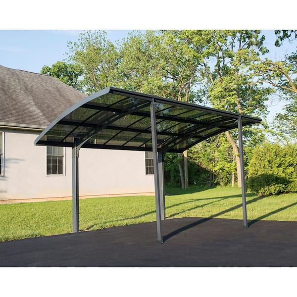 Arizona Breeze 10 ft. x 16 ft. Gray Single Slope Cantilever Metal Carport with Detachable Winter Support Kit