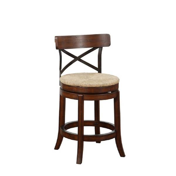 Boraam Myrtyle 24 in. Mahogany Wood Frame Counter Height Bar Stool