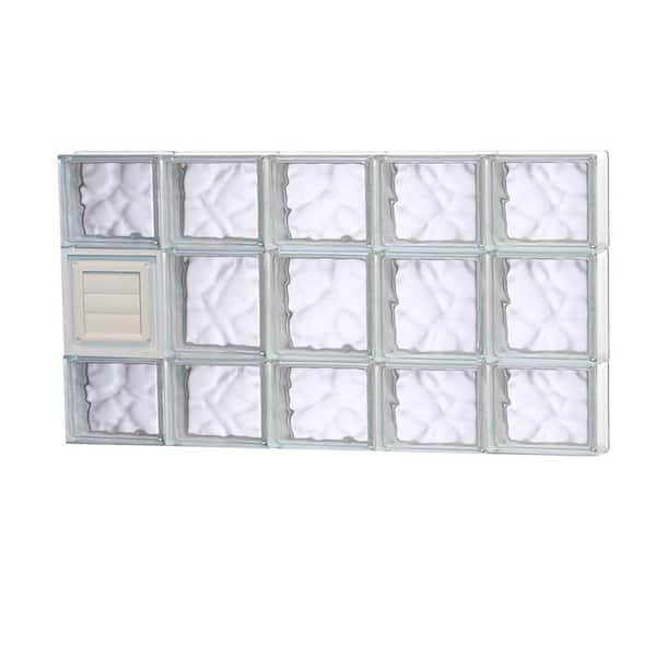 Clearly Secure 38.75 in. x 19.25 in. x 3.125 in. Frameless Wave Pattern Glass Block Window with Dryer Vent