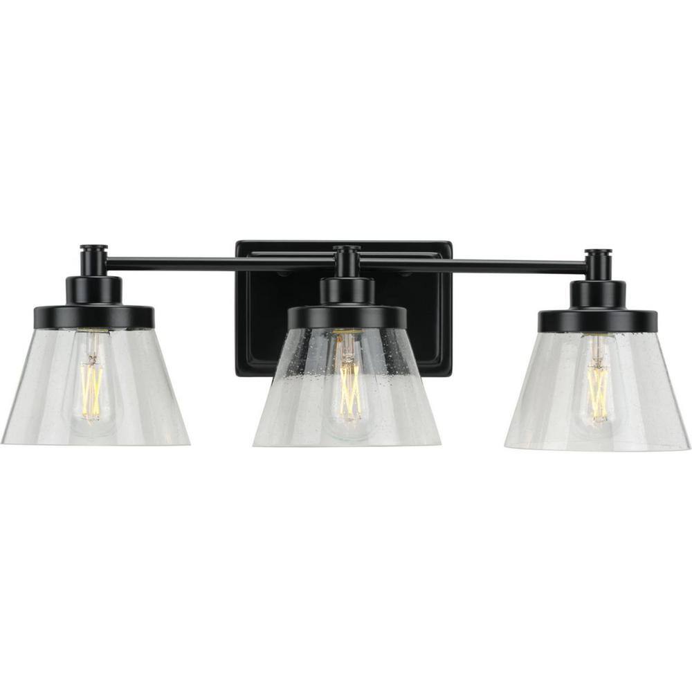Matte Black Steel 3-Light Dimmable Bath Vanity Fixture