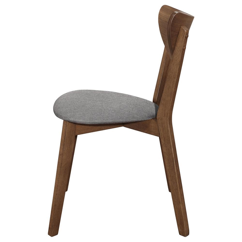 Gray and Natural Walnut Upholstered Low Side Chair
