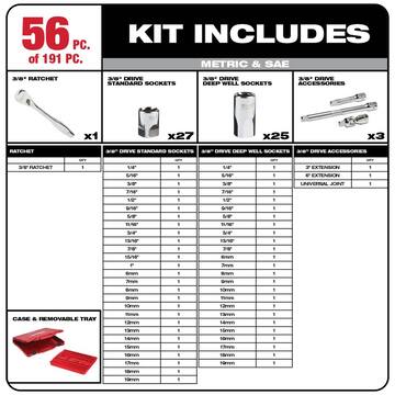 Mechanics Tool Set with SAE and Metric 144-Position Flex-Head Ratcheting Combination Wrenches (221-Piece)