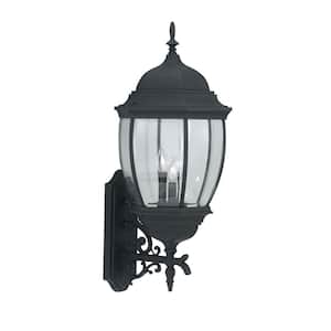 Tiverton 29.25 in. Black 3-Light Outdoor Line Voltage Wall Sconce with No Bulbs Included