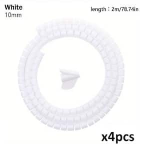 4pcs. 10 mm Flexible Spiral Cable Organizer, 78.74 in. Management Cable with Clip in White