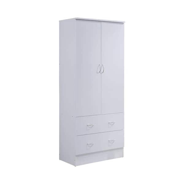2-Door 72 in. H x 31.5 in. W x 17 in. D Armoire with 2-Drawers in White