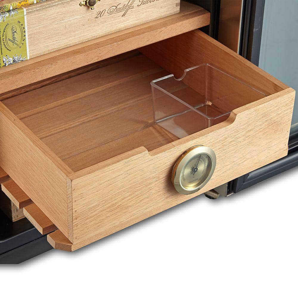 Stainless Steel 34L Cigar Cooler with Glass Door and Humidifier