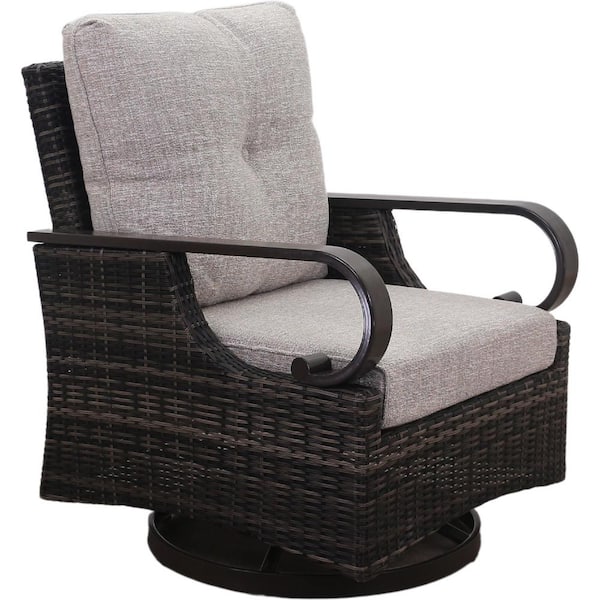 Courtyard Casual Victoria Aluminum Frame Swivel Glider with Performatex Fabric Beige/Gray Cushion