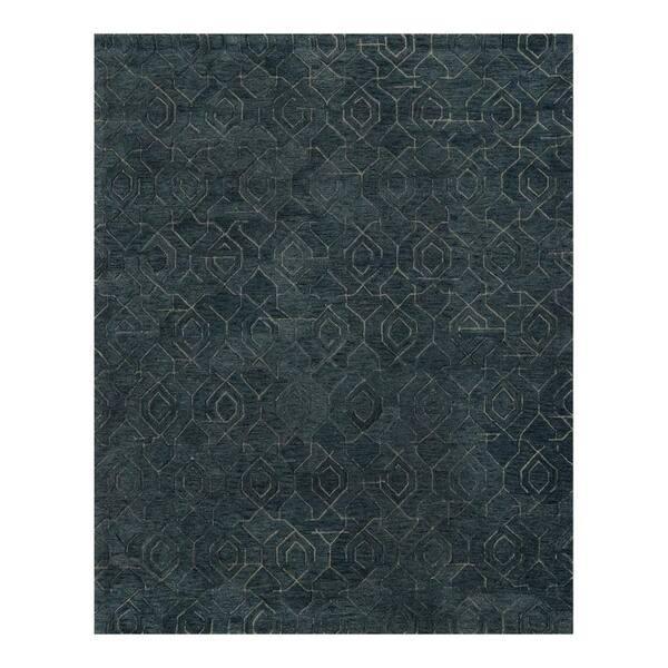 FIELDCREST Lombard 5 ft x 7 ft. Navy Grey Tufted Wool Indoor Area Rug