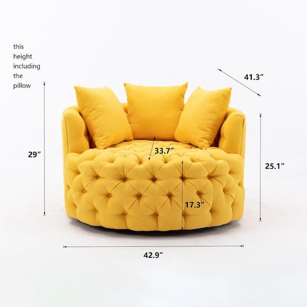 33” Wide Swivel Accent Chair Velvet Barrel Reading Chair Modern Round Bucket  Arm Chair for Conversation Living Room Guest Room