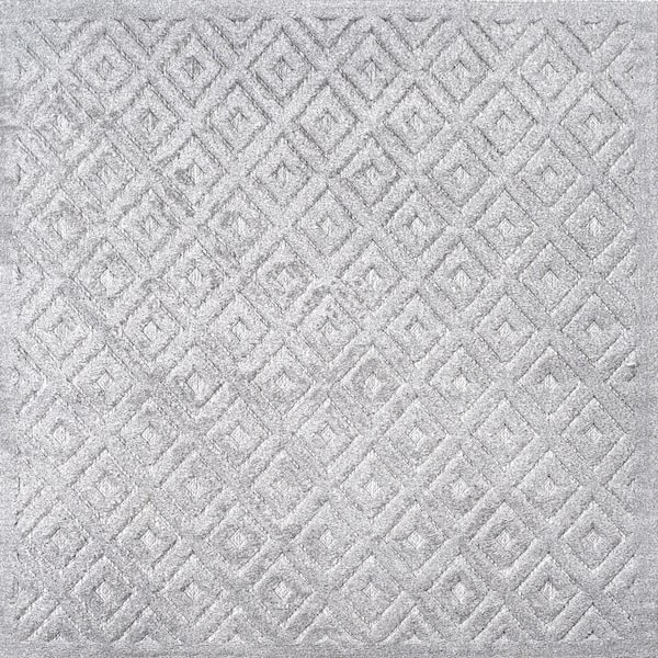 Portmany Neutral Diamond Trellis Rug Light Gray 5 ft. Square Indoor/Outdoor Area Rug