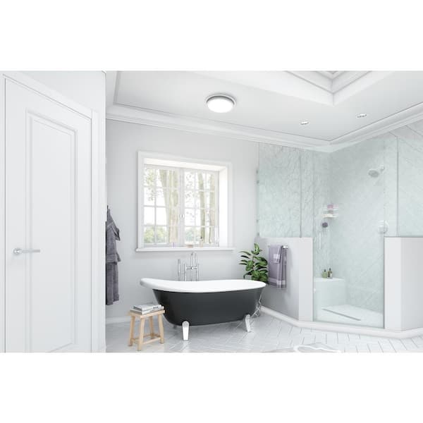 Decorative White 110 CFM Ceiling Mount Bathroom Exhaust Fan with Bluetooth, Humidity Sensor, and LED Light